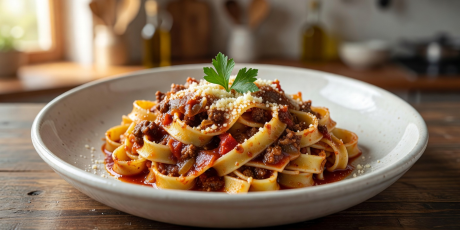 Fresh Handcrafted Bolognese Tagliatelle Pasta Dish