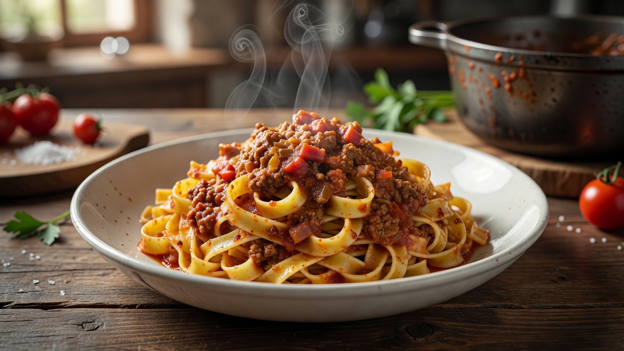 Fresh Tagliatelle with Authentic Slow Cooked Bolognese Meat Sauce